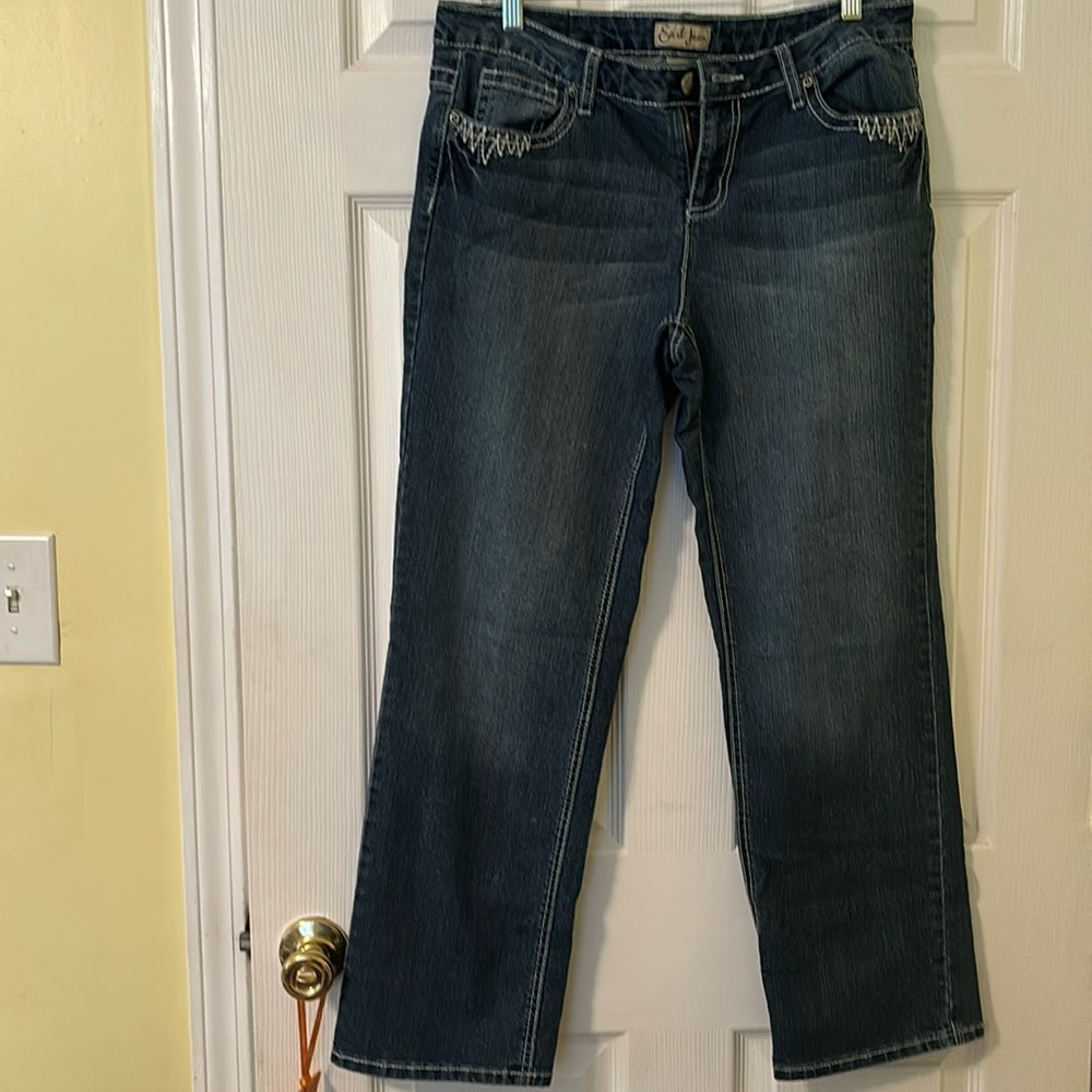 Earl Jeans Women’s Petite Pre washed With Thick Embellished Stitching. size 12P